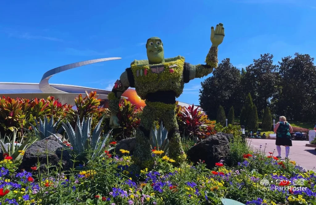 Epcot Flower and Garden Festival Mission Space with Buzz Lightyear Topiary