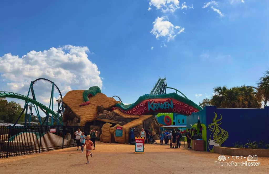 SeaWorld Orlando Resort Kraken Roller Coaster. Keep reading to learn how to have a Solo Trip to SeaWorld and how to travel alone with anxiety.