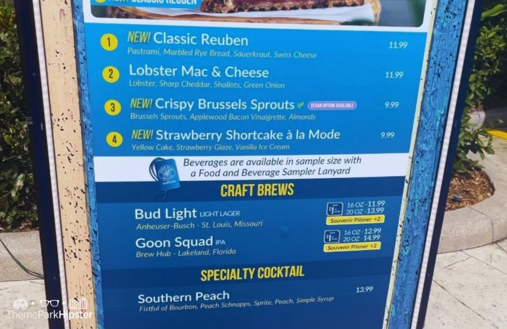 2024 SeaWorld Orlando Resort Seven Seas Food Festival American Booth Menu