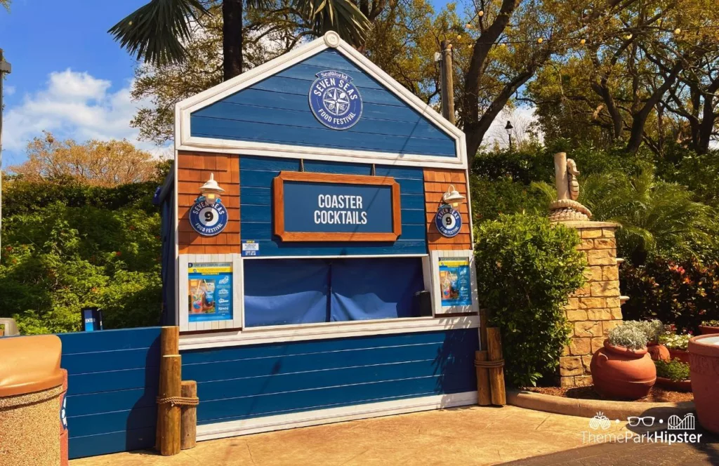 2024 SeaWorld Orlando Resort Seven Seas Food Festival Coaster Cocktails Booth