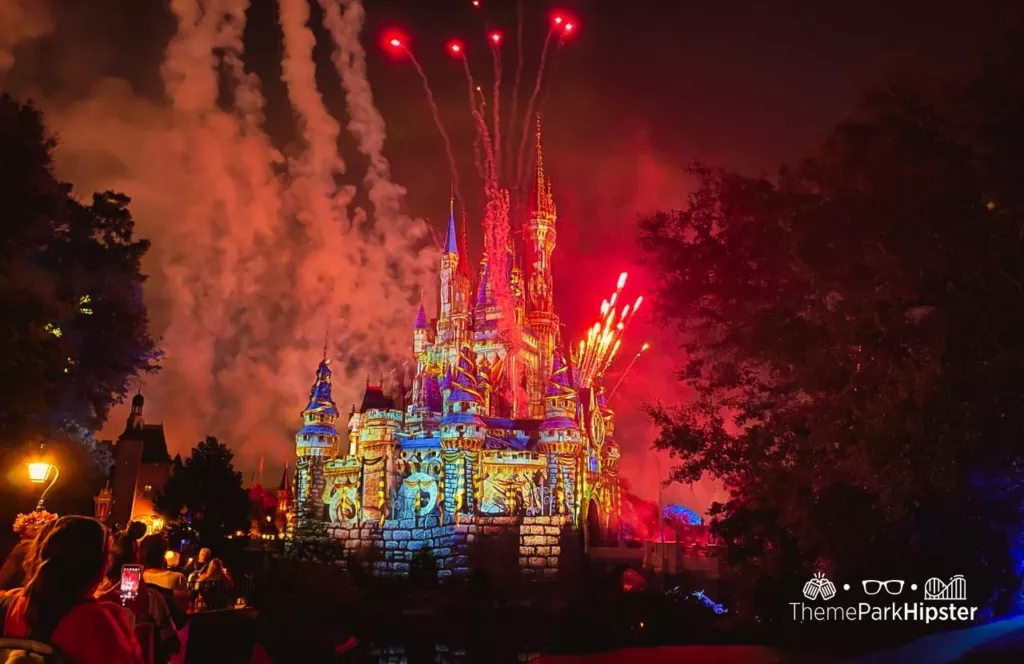 Mickey's Not So Scary Halloween Party at Disney's Magic Kingdom Theme Park Fireworks Show over Cinderella Castle. One of the best shows at Disney World.