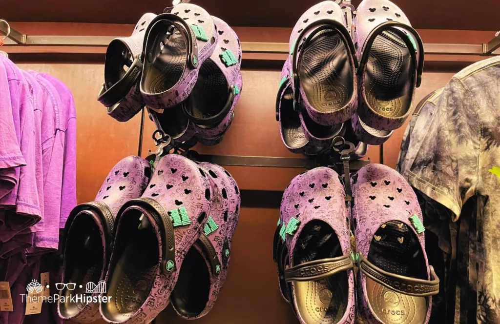 Mickey's Not So Scary Halloween Party at Disney's Magic Kingdom Theme Park Haunted Mansion Merchandise in Memento Mori Store Crocs Shoes