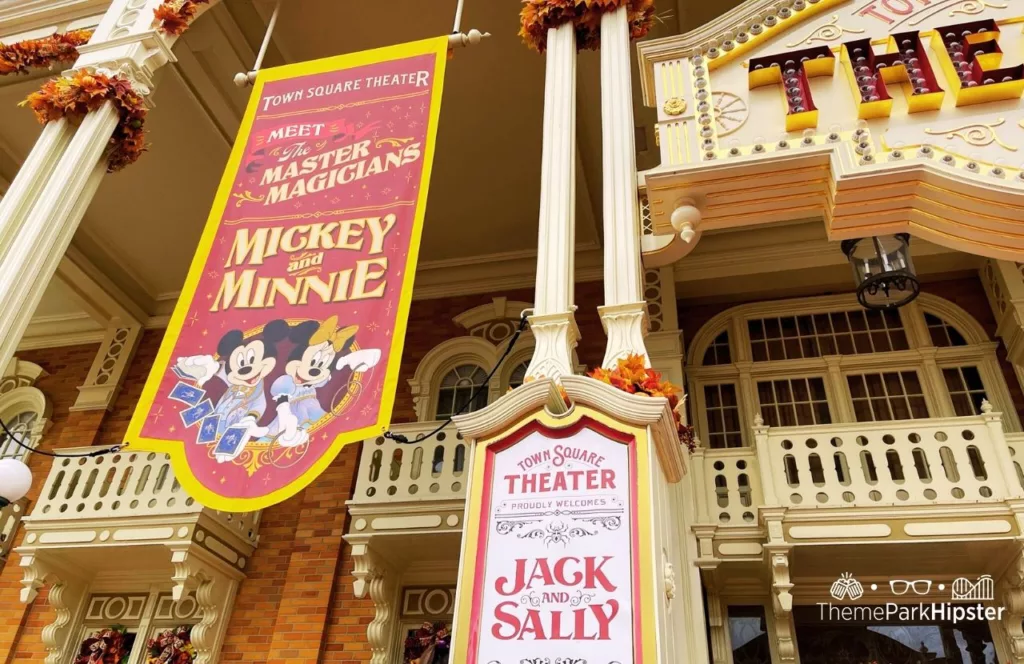 2023 Mickey's Not So Scary Halloween Party at Disney's Magic Kingdom Theme Park Town Square Theater for Mickey and Minnie and Jack and Sally Character Meet and Greet.