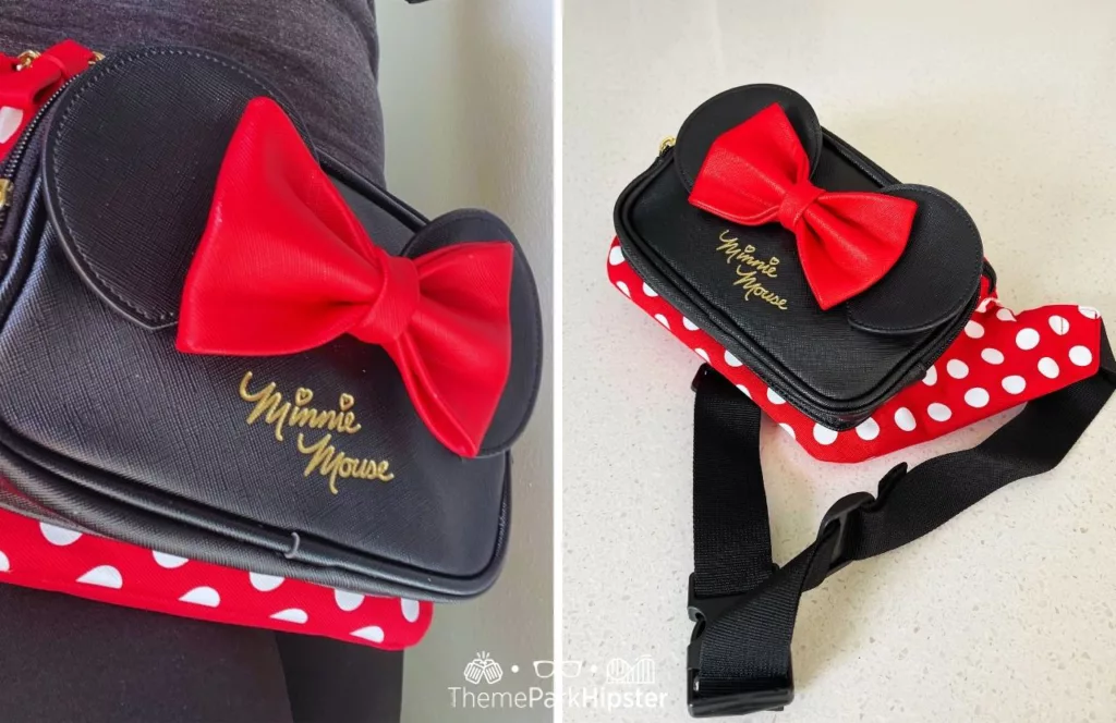 Winghouse x Minnie Red Ribbon Polka Dot waist pack. One of the Best Disney World Fanny Packs 