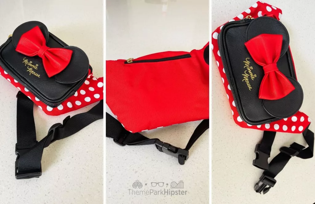 Winghouse x Minnie Red Ribbon Polka Dot waist pack. One of the Best Disney World Fanny Packs