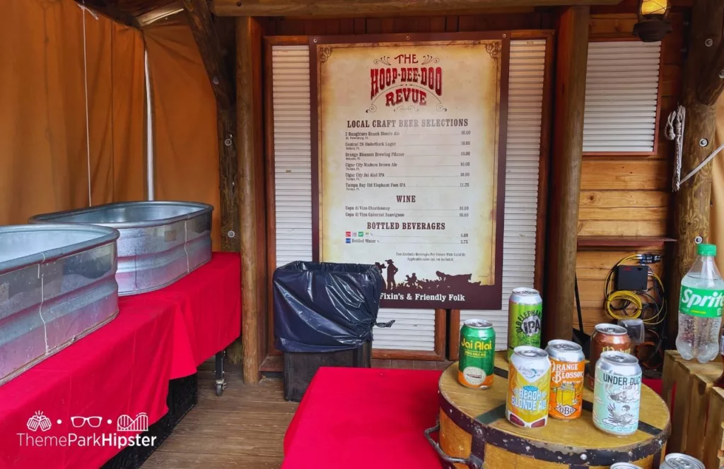 Disney Wilderness Lodge Resort Outside menu of Hoop Dee Doo Musical Revue