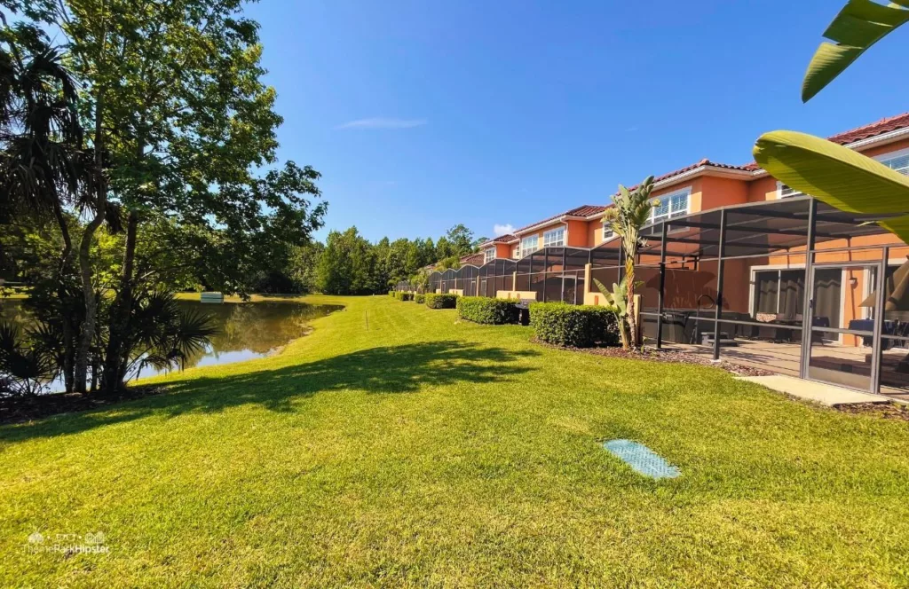 Regal Oaks Resort Near Disney World Vacation Home 3 Bedroom Townhome living room jacuzzi patio area