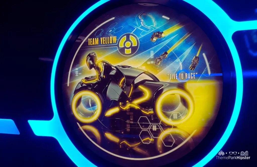 Tron Lightcycle Run at the Magic Kingdom in Walt Disney World Resort Florida Tomorrowland team yellow. One of the best thrill rides at Disney World.