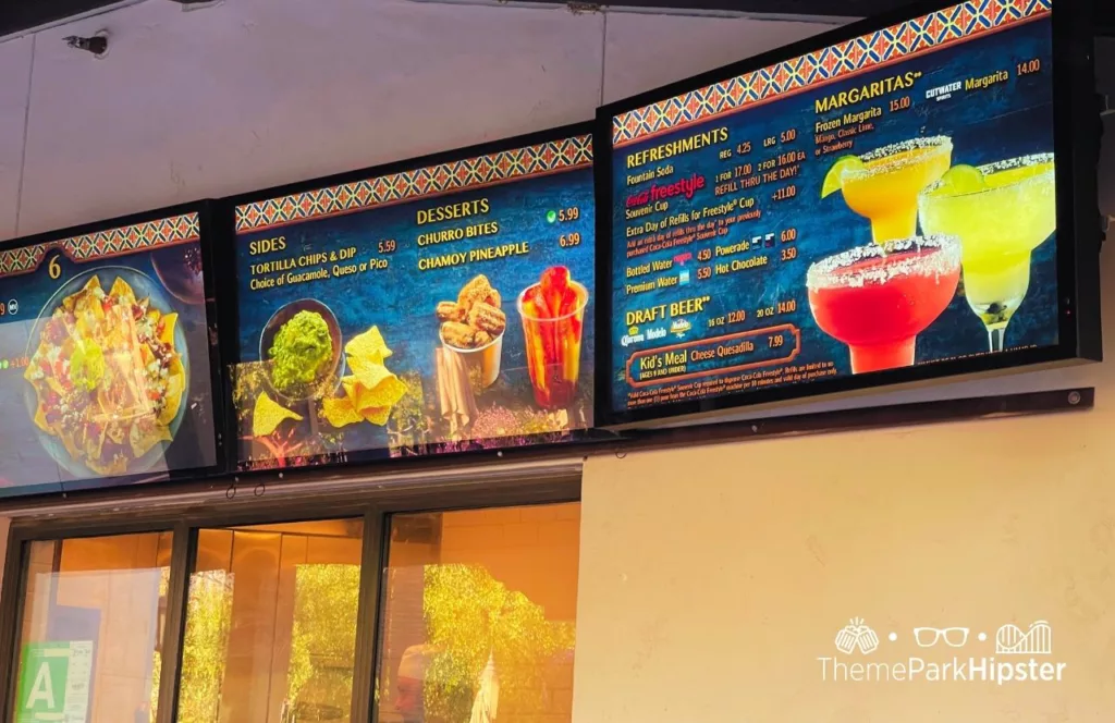 Universal Studios Hollywood Cocina Mexicana Food Stand Menu