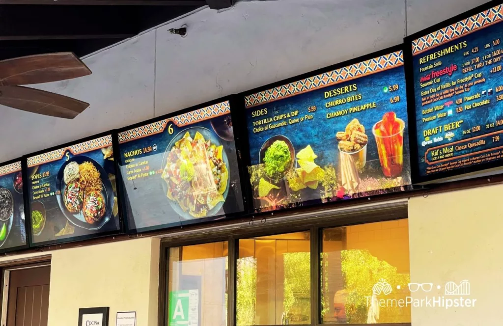 Universal Studios Hollywood Cocina Mexicana Food Stand Menu