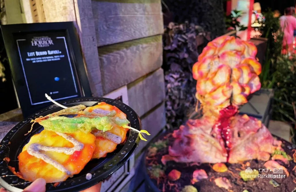 Universal Orlando Resort Halloween Horror Nights a Taste of Terror HHN Food Last of Us Left Behind Ravioli. Keep reading to learn about the best Universal Studios Halloween Horror Nights food and drink that you must try!