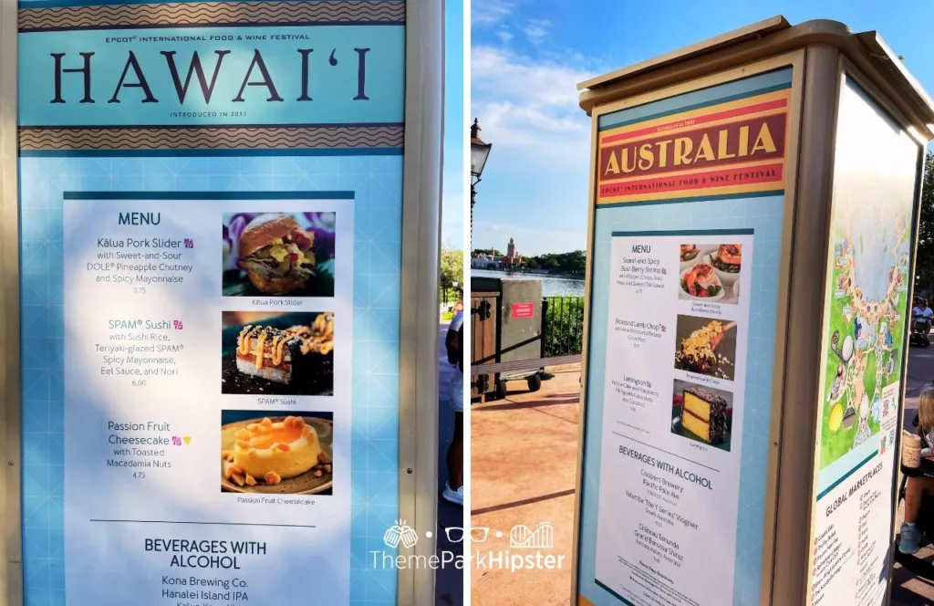 2024 Epcot Food and Wine Festival at Disney Hawai'i and Australia Food Booth Menu