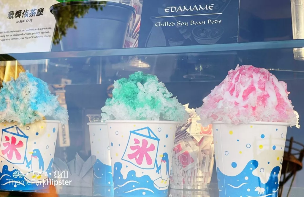 2023 Epcot Food and Wine Festival at Disney Japan Pavilion Kabuki Cafe Sake Slushie Shaved Ice. One of the best snacks at EPCOT.  