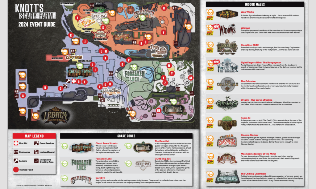 2024 Knott's Scary Farm Event Map