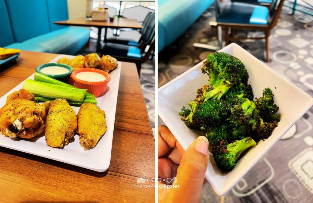 Cabana Bay Beach Resort Hotel at Universal Orlando Galaxy Bowl Restaurant Chicken wings and broccoli