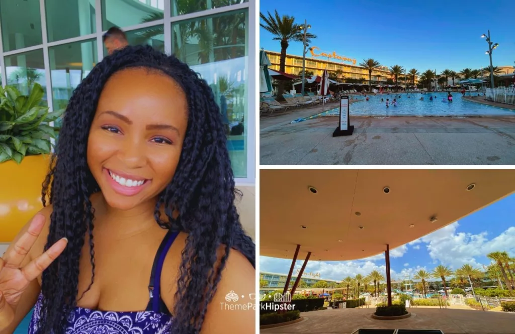 Cabana Bay Beach Resort Hotel at Universal Orlando Pool area with NikkyJ. Keep reading to get your ultimate solo theme park planning guide.