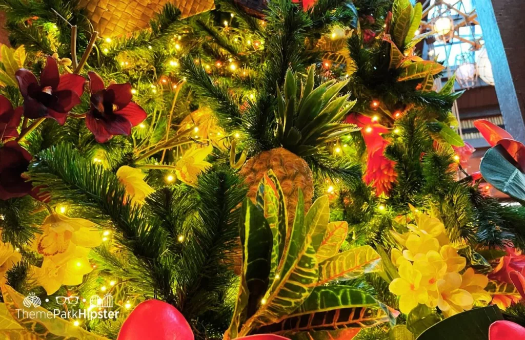 Disney's Polynesian Resort Christmas Tree in the Lobby. One of the best Disney Christmas trees to see!