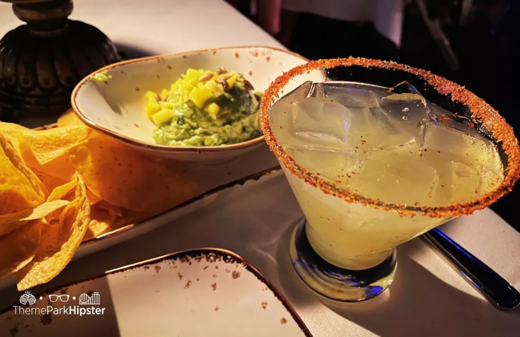 Guacamole and Margarita at San Angel Inn Restaurant in Disney Mexico Pavilion at Epcot. Keep reading the get the worst and best snacks at Disney World.