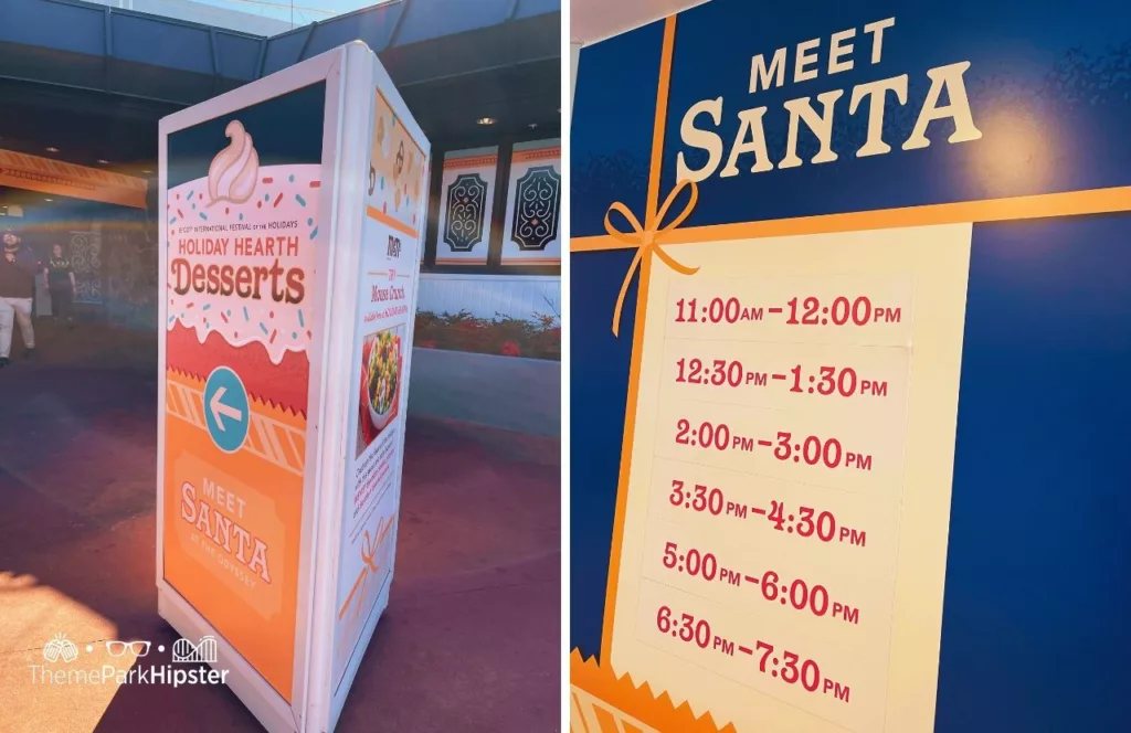 Holiday Hearth Desserts and Santa Times at Disney Christmas at Epcot Festival of the Holidays