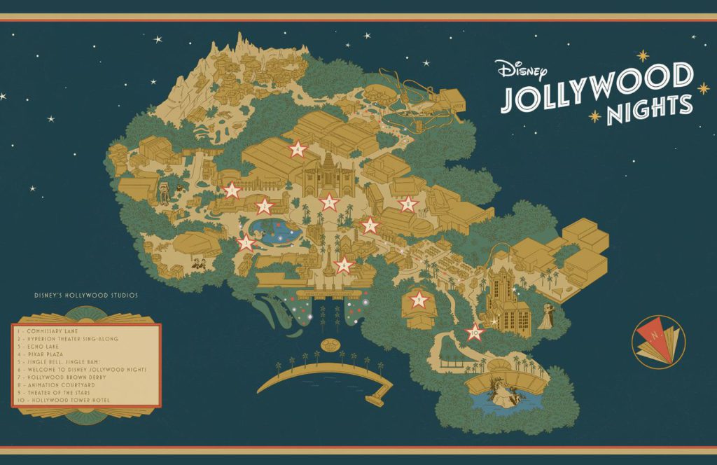 2024 Map at Hollywood Studios Jollywood Nights Christmas Celebration at Disney World