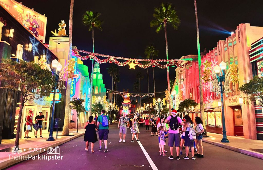 Hollywood Studios Jollywood Nights Christmas Celebration at Disney World. Keep reading to find out all you need to know about when does Disney World switch from Halloween to Christmas.