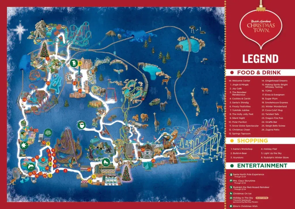 2024 Busch Gardens Christmas Town Tampa Map