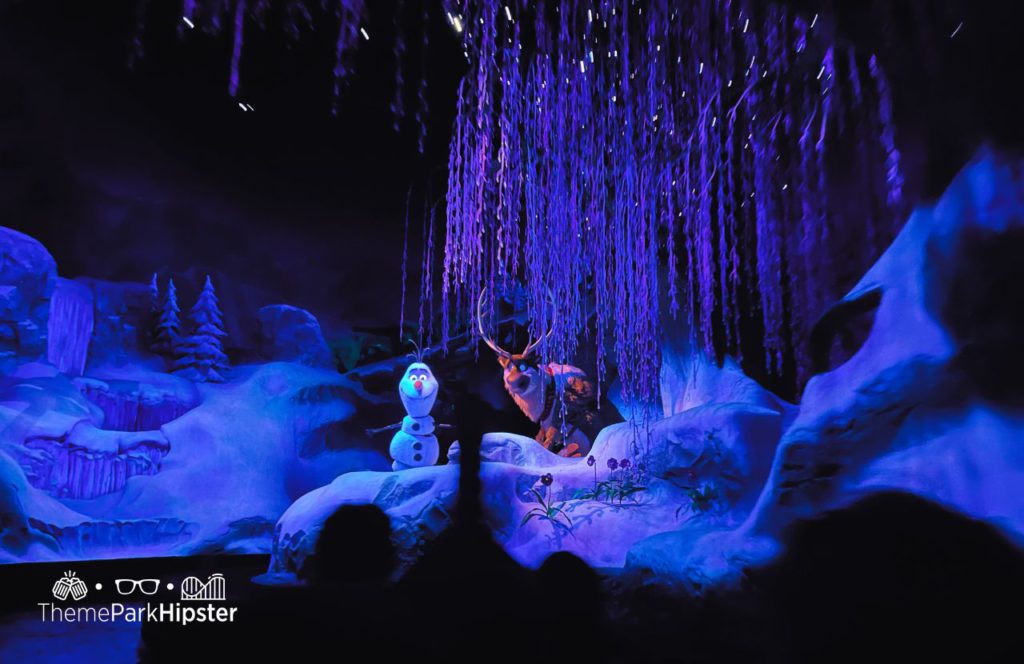 Olaf and Sven on Frozen Ever Ride at Epcot in Norway Pavilion Disney World. Keep reading to get the best time to visit Disney World.