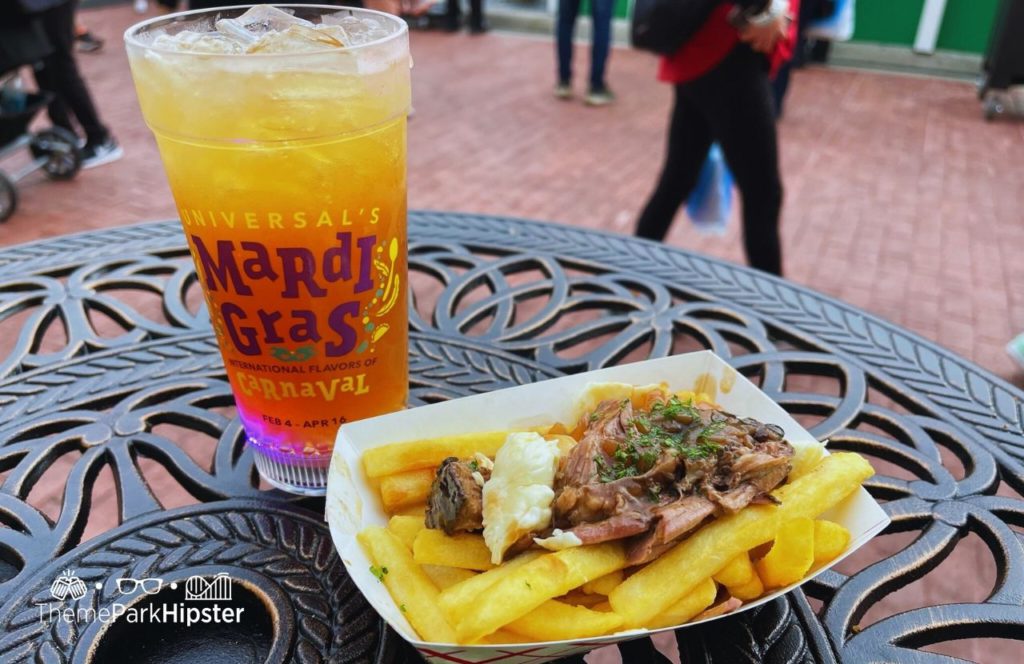 2024 Mardi Gras at Universal Studios Florida Maple Smash and Short Rib Beef Poutine at Canada Food Booth