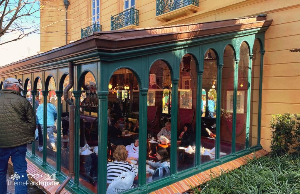 Epcot Theme Park Disney World France Pavilion Chef de France Restaurant Sunroom. One of the best Restaurants at Epcot.