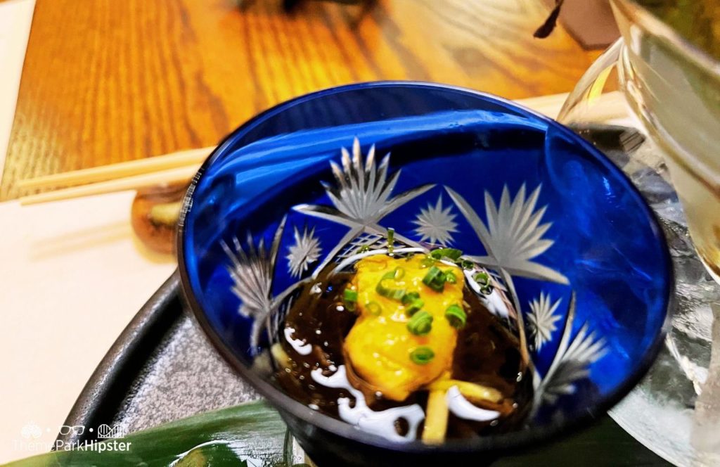 Epcot Theme Park in Disney Japan Pavilion Takumi Tei Seasonal Seafood dish with uni