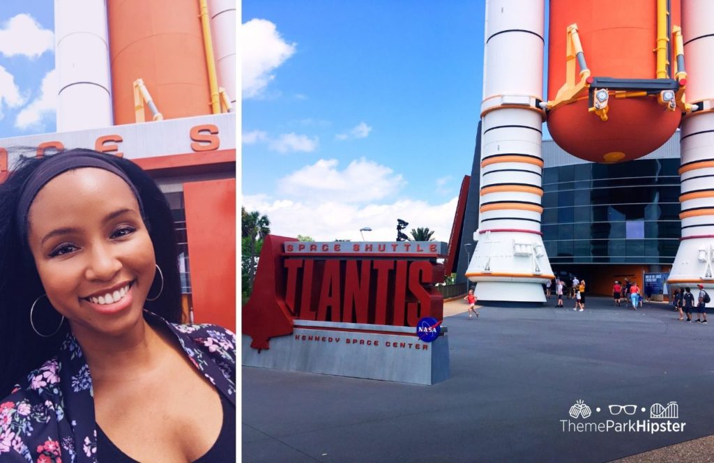 Kennedy Space Center Visitor Complex Florida NikkyJ in front of Space Shuttle Atlantis