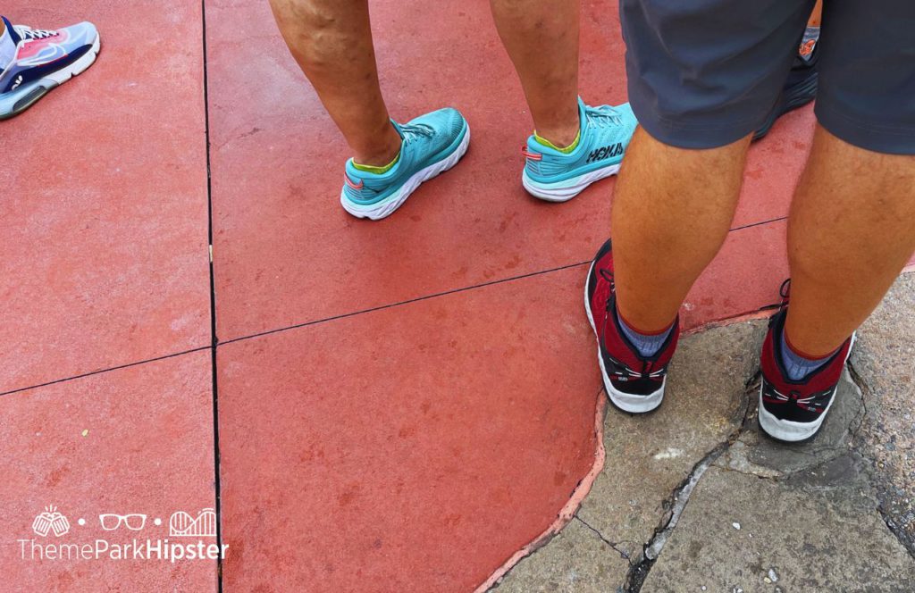 Sky blue Hoka Sneakers. One of the best shoes for Disney World. Keep reading to find out more about the best things to know before a Disney vacation.