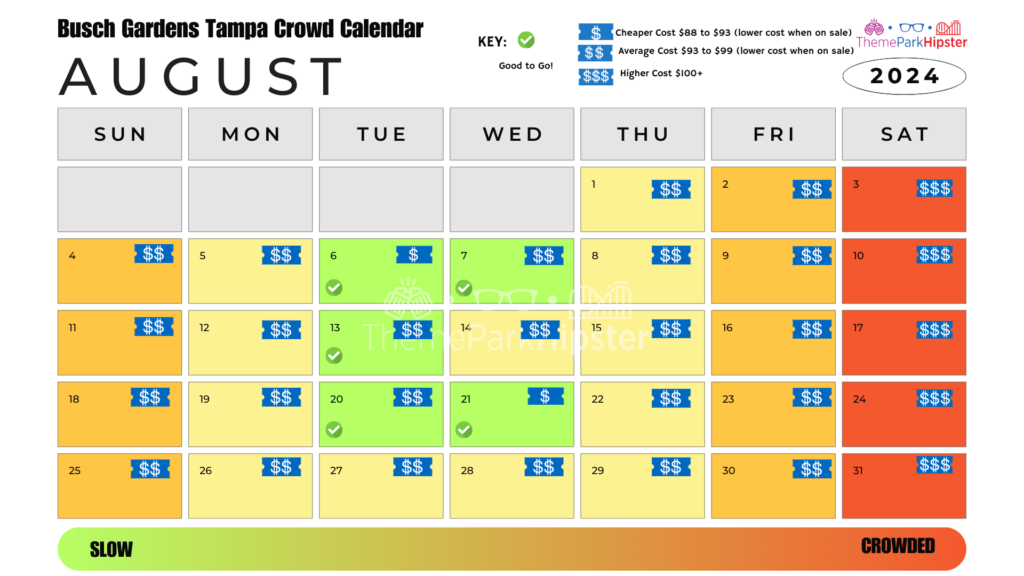 Busch Gardens Tampa Crowd Calendar August 2024