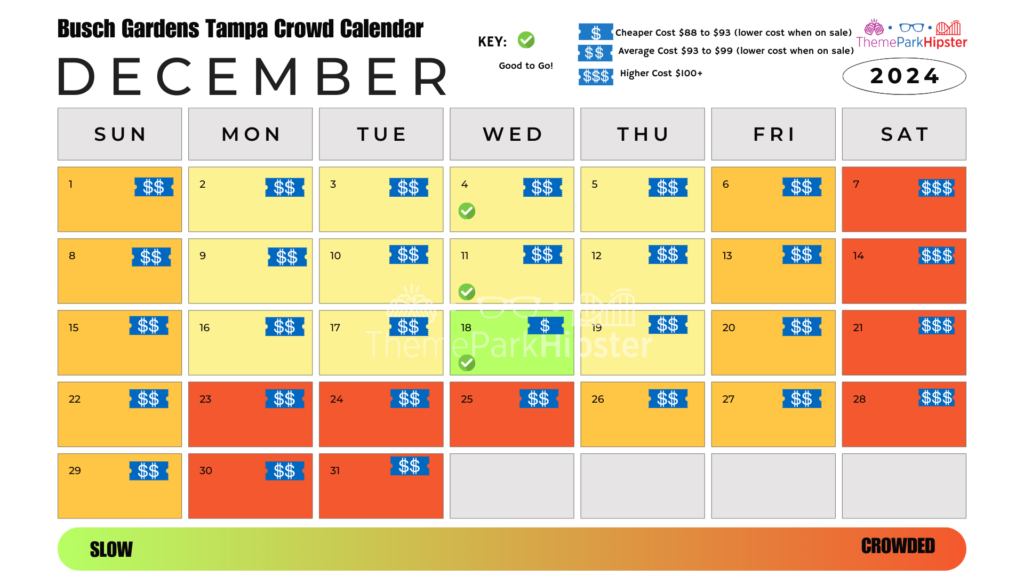 Busch Gardens Tampa Crowd Calendar December 2024