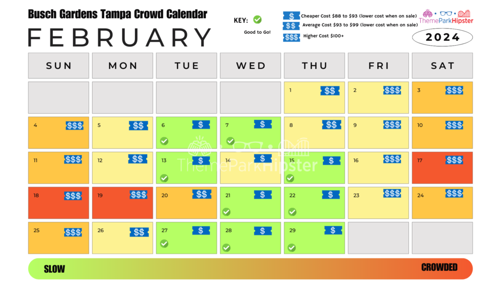 Busch Gardens Tampa Crowd Calendar February 2024