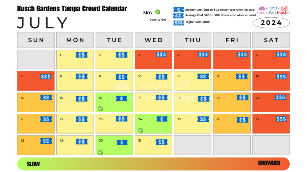 Busch Gardens Tampa Crowd Calendar July 2024