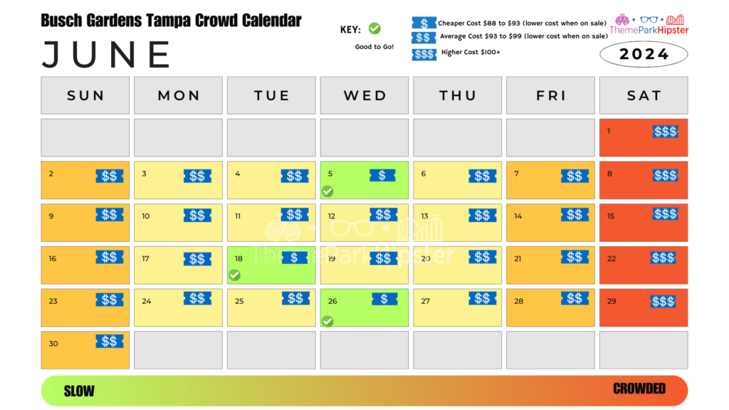 Busch Gardens Tampa Crowd Calendar June 2024