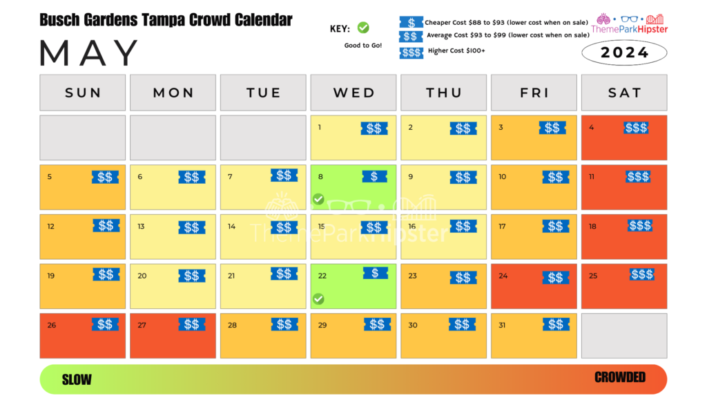 Busch Gardens Tampa Crowd Calendar May 2024