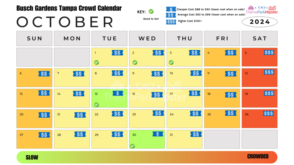 Busch Gardens Tampa Crowd Calendar October 2024