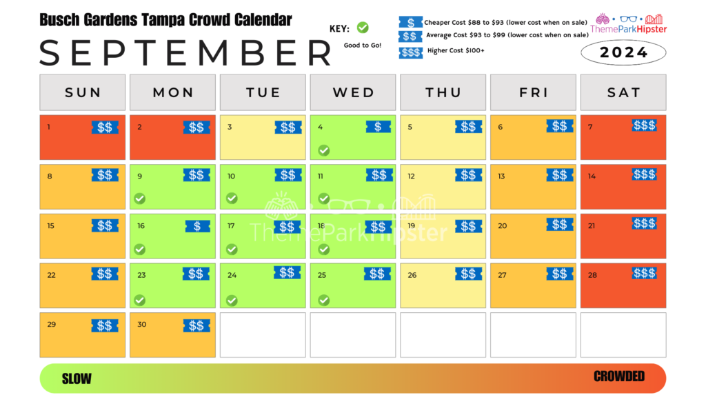 Busch Gardens Tampa Crowd Calendar September 2024