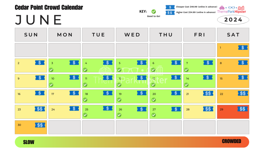 Cedar Point Crowd Calendar June 2024