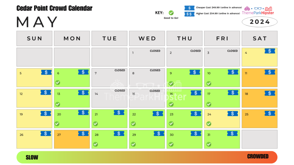 Cedar Point Crowd Calendar May 2024