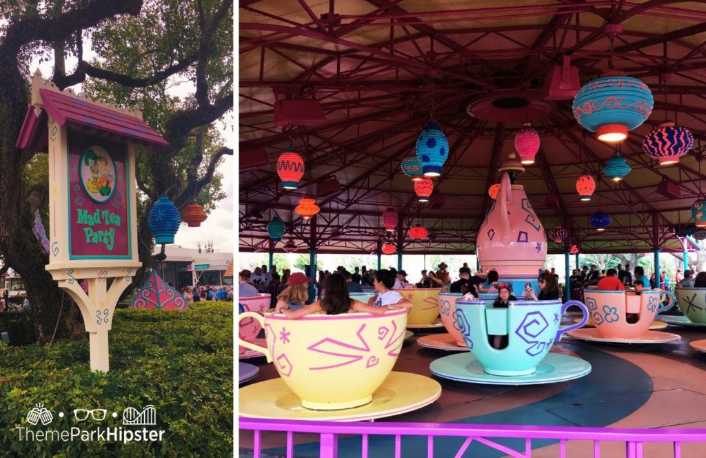 Disney Magic Kingdom Park Fantasyland Alice in Wonderland Mad Tea Cup Party Ride. One of the best rides at the Magic Kingdom.