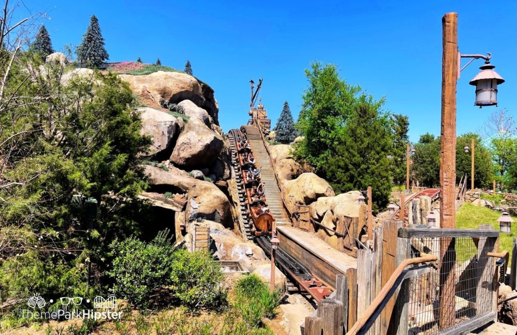 Disney Magic Kingdom Park Fantasyland Seven Dwarfs Mine Train Roller Coaster. One of the fastest rides at Disney World.