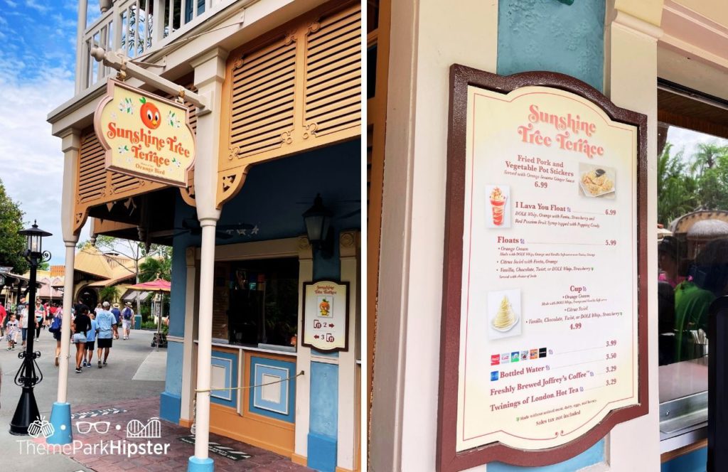 Disney Magic Kingdom Park Sunshine Tree Terrace with Dole Whip and menu