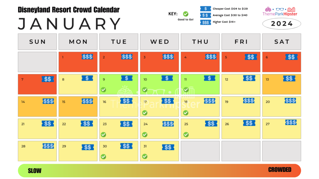 Disneyland California Adventure Crowd Calendar January 2024