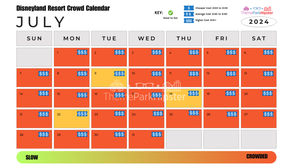 Disneyland California Adventure Crowd Calendar July 2024