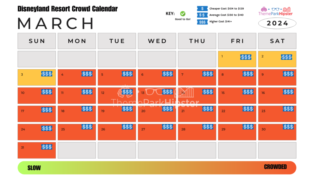 Disneyland California Adventure Crowd Calendar March 2024