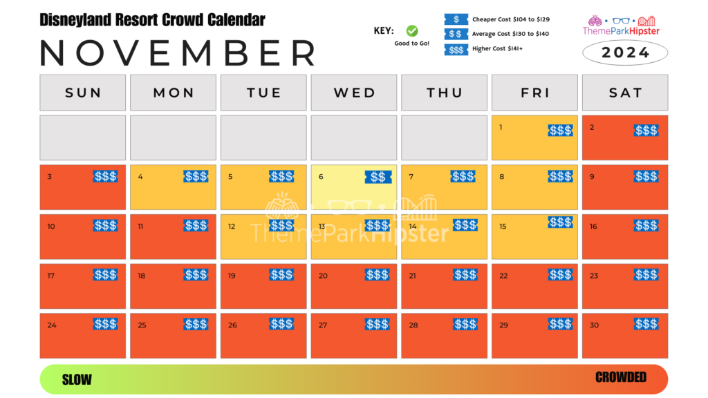 Disneyland California Adventure Crowd Calendar November 2024