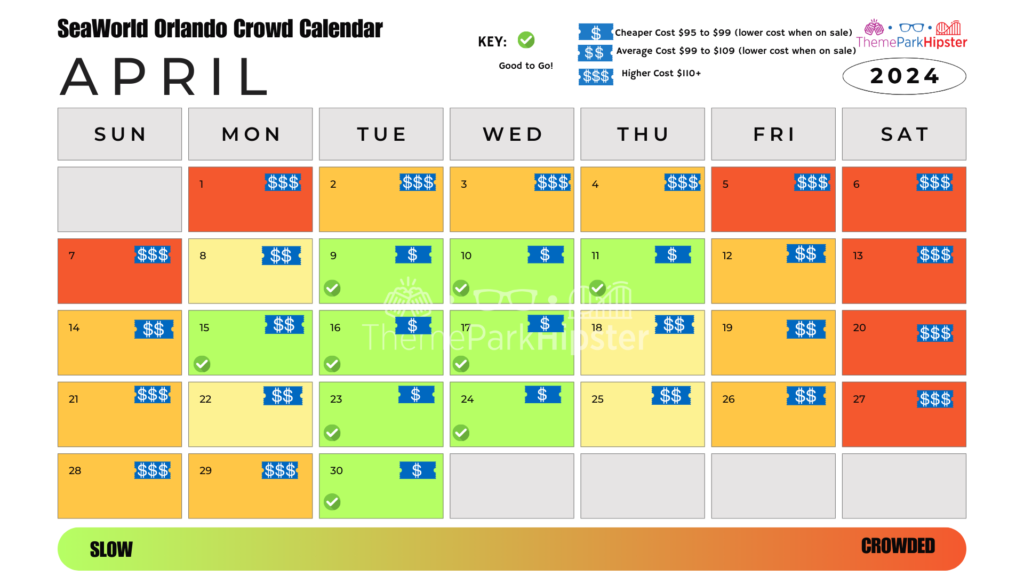 SeaWorld Orlando Crowd Calendar April 2024